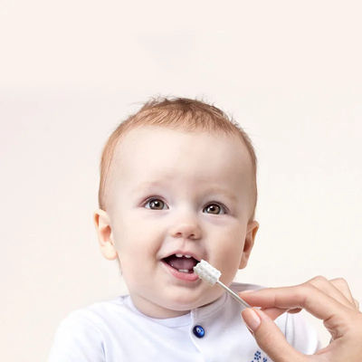 Disposable Baby Oral Skimmed Gaze Cleaning Brush Cotton Swab Mouth Tongue Cleaner