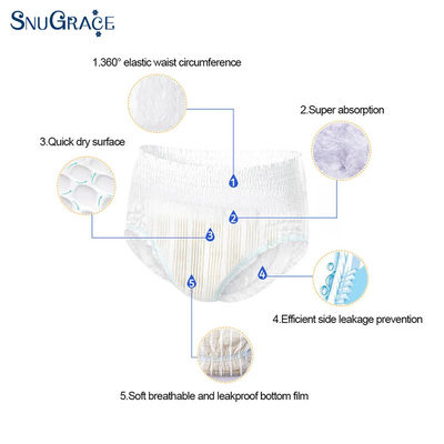SNUGRACE Direct Adult Diaper Pull Up Diaper Pants Fluff Pulp e Prevenzione delle perdite 3D