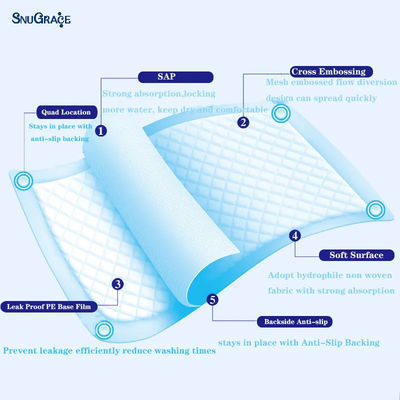 Assorbente per incontinenza usa e getta per adulti SnuGrace Leak Guard 60*90 Campione gratuito di disegno stampato