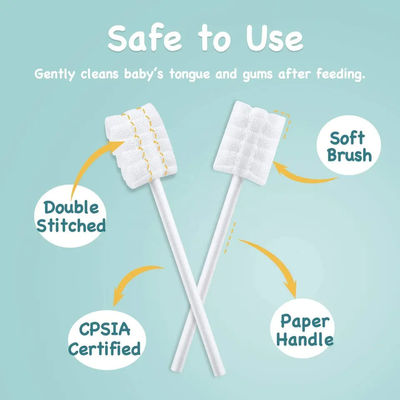 Disposable Baby Oral Skimmed Gaze Cleaning Brush Cotton Swab Mouth Tongue Cleaner