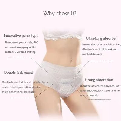 Pantaloni da ciclo femminili bianchi traspiranti e usa e getta per le esigenze di distribuzione OEM ODM