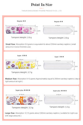 Tamponi a punto pulito di cotone biologico per adulti per il prodotto sanitario femminile