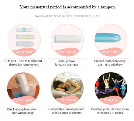 Tamponi a punto pulito di cotone biologico per adulti per il prodotto sanitario femminile
